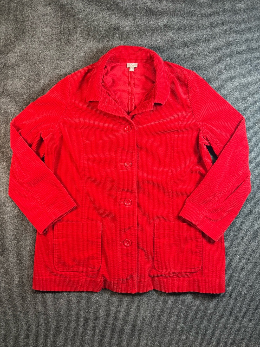 J. Jill Jacket Womens XL Red Corduroy Chore Shacket Button Front